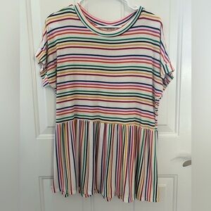 Haptics by Holly Harper Oversized Colorful Striped Womens Top Size Small